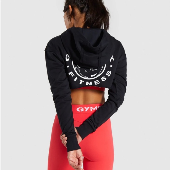 Gymshark Tops - 🎉5xHP🎉Gymshark legacy fitness black cropped hoodie